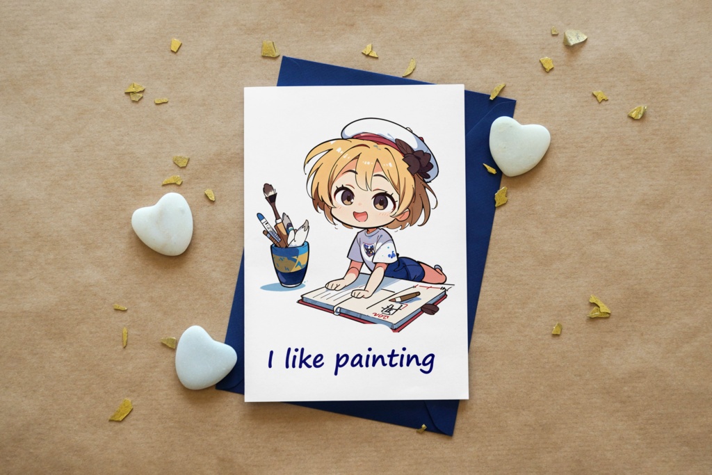 Cute digital design for sticker bundle (30P), Little girl painting- かわいいデジタルデザインステッカーバンドル(30P)、絵を描く少女