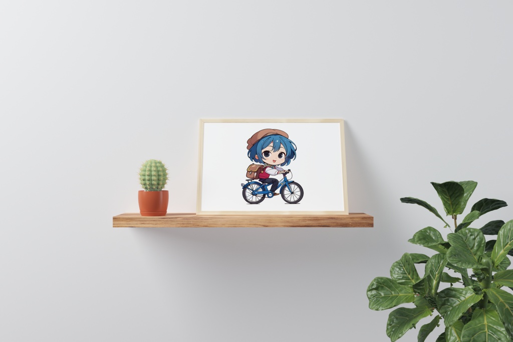 Cute digital design for sticker bundle (30P), Little girl cycling- かわいいデジタルデザインステッカーバンドル(30P)、サイクリングする小さな女の子