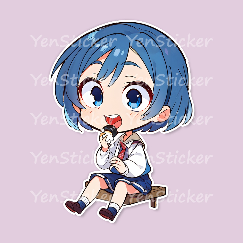 Cute digital design for sticker bundle (30P), Little girl eating- かわいいデジタルデザインステッカーバンドル(30P)、食べる小さな女の子