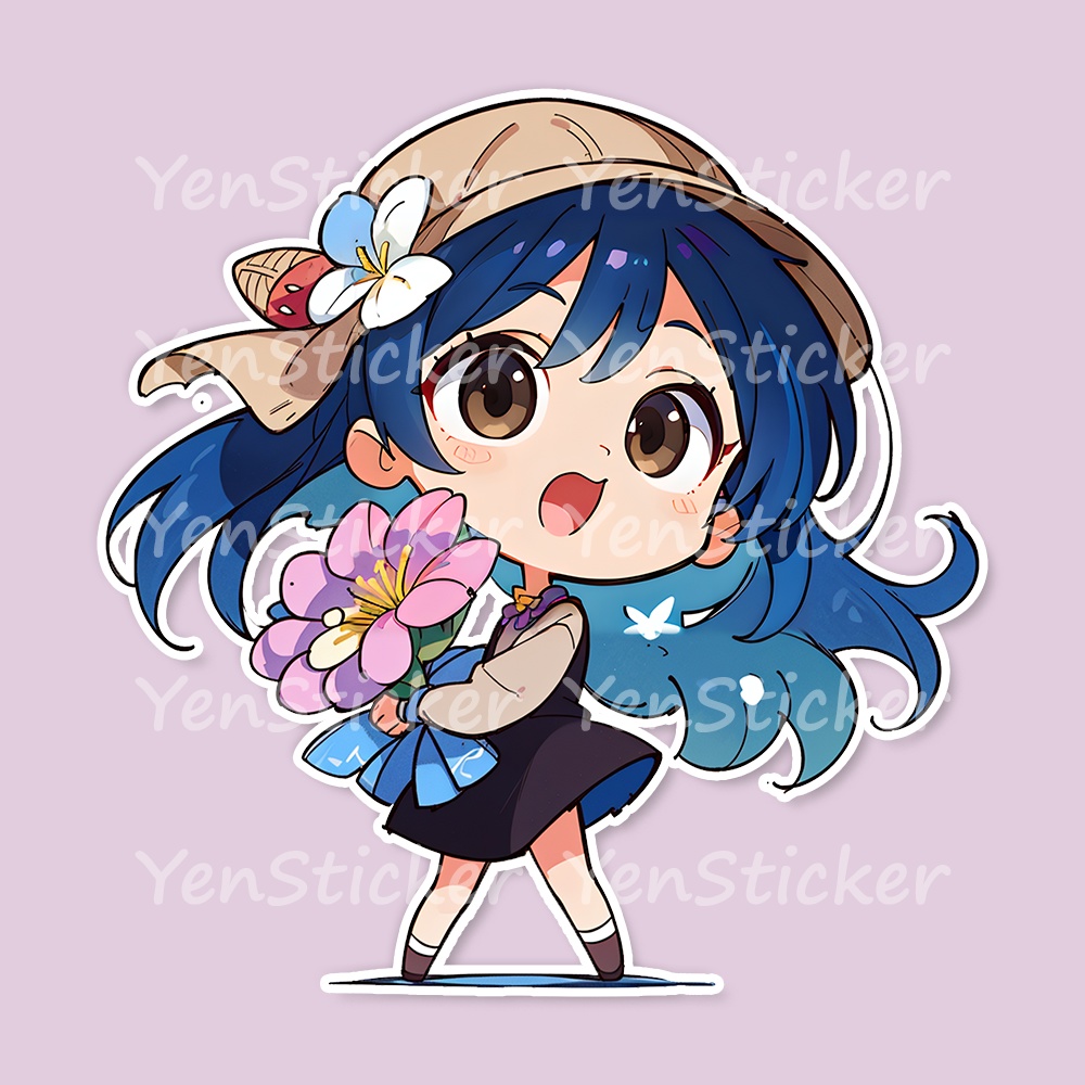 Cute digital design for sticker bundle (20P), Little girl bouquet - かわいいデジタルデザインステッカーバンドル(20P)、小さな女の子の花束