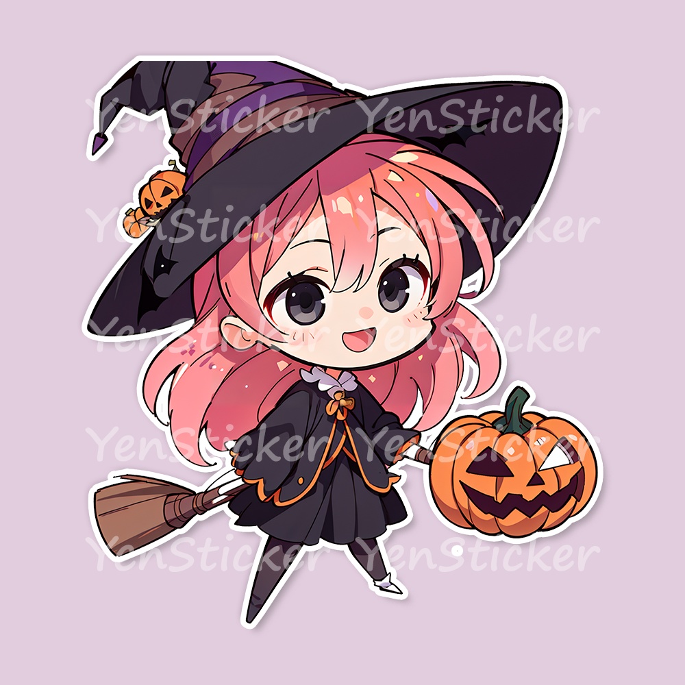 Cute digital design for sticker bundle (30P), Little girl and Halloween - かわいいデジタルデザインステッカーバンドル(30P)、小さな女の子とハロウィン