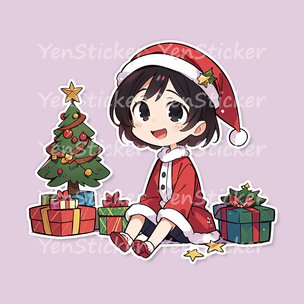 Cute digital design for sticker bundle (30P), Little girl and Christmas- かわいいデジタルデザインステッカーバンドル(30P)、小さな女の子とクリスマス