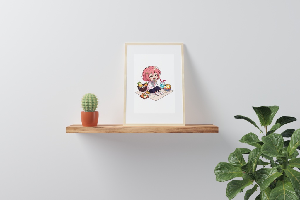 Cute digital design for sticker bundle (40P), Little girl picnic- かわいいデジタルデザインステッカーバンドル(40P)、小さな女の子のピクニック