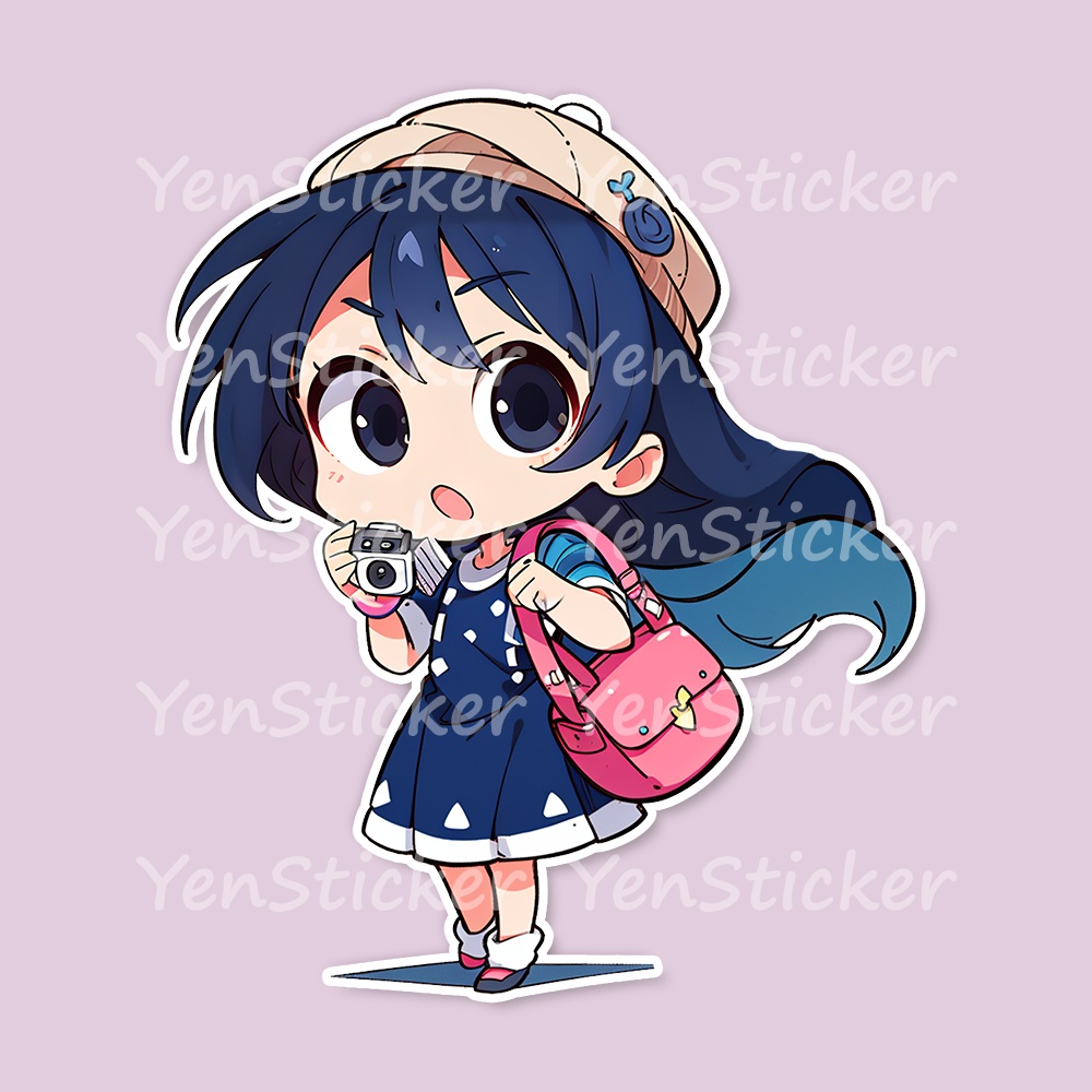 Cute digital design for sticker bundle (30P), Little girl take a photo - かわいいデジタルデザインステッカーバンドル(30P)、写真を撮る小さな女の子