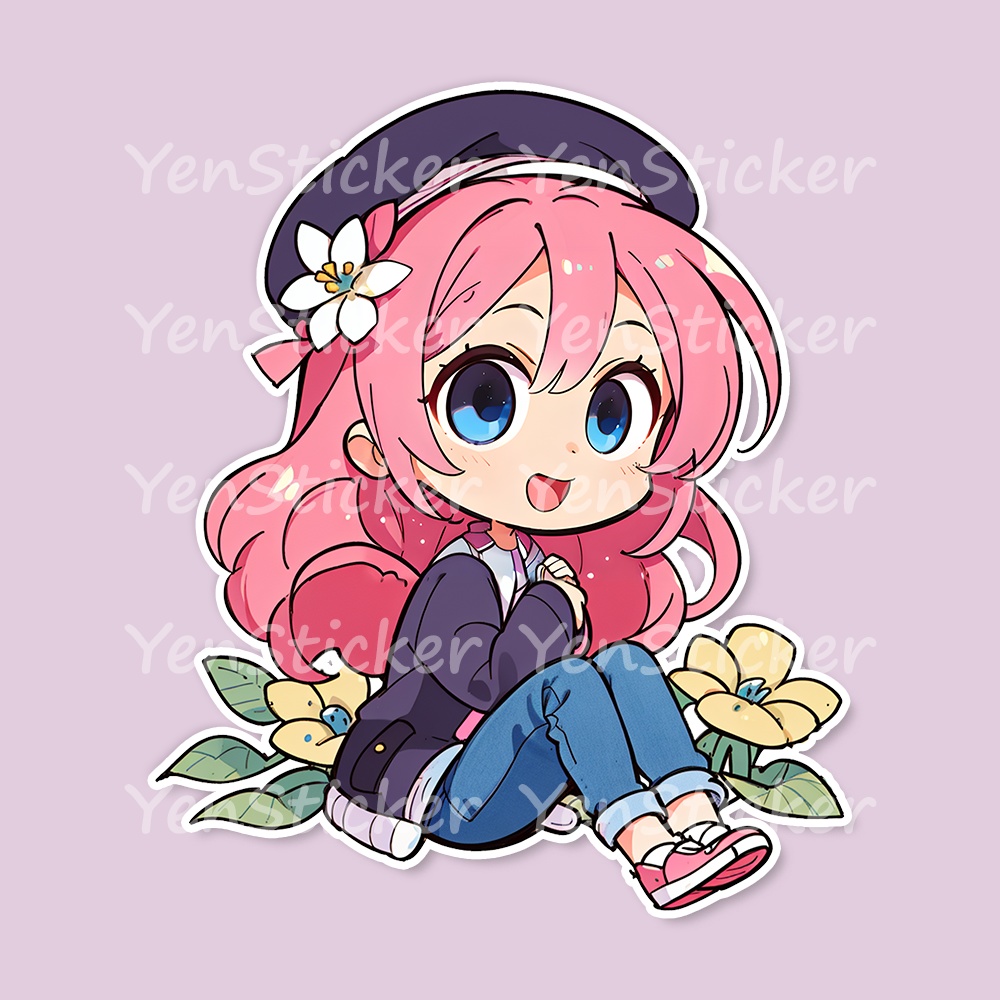 Cute digital design for sticker bundle (30P), Little girl flowers - かわいいデジタルデザインステッカーバンドル(30P)、小さな女の子の花