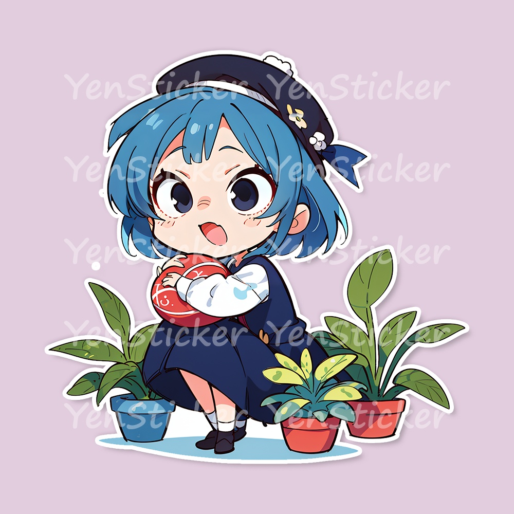 Cute digital design for sticker bundle (30P), Little girl loves nature - かわいいデジタルデザインステッカーバンドル(30P)、小さな女の子は自然が大好き