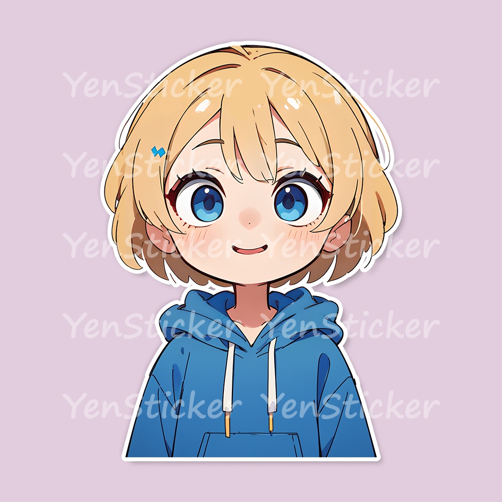 Cute digital design for sticker bundle (60P), Blonde girl- かわいいデジタルデザインステッカーバンドル(60P)、ブロンドの女の子