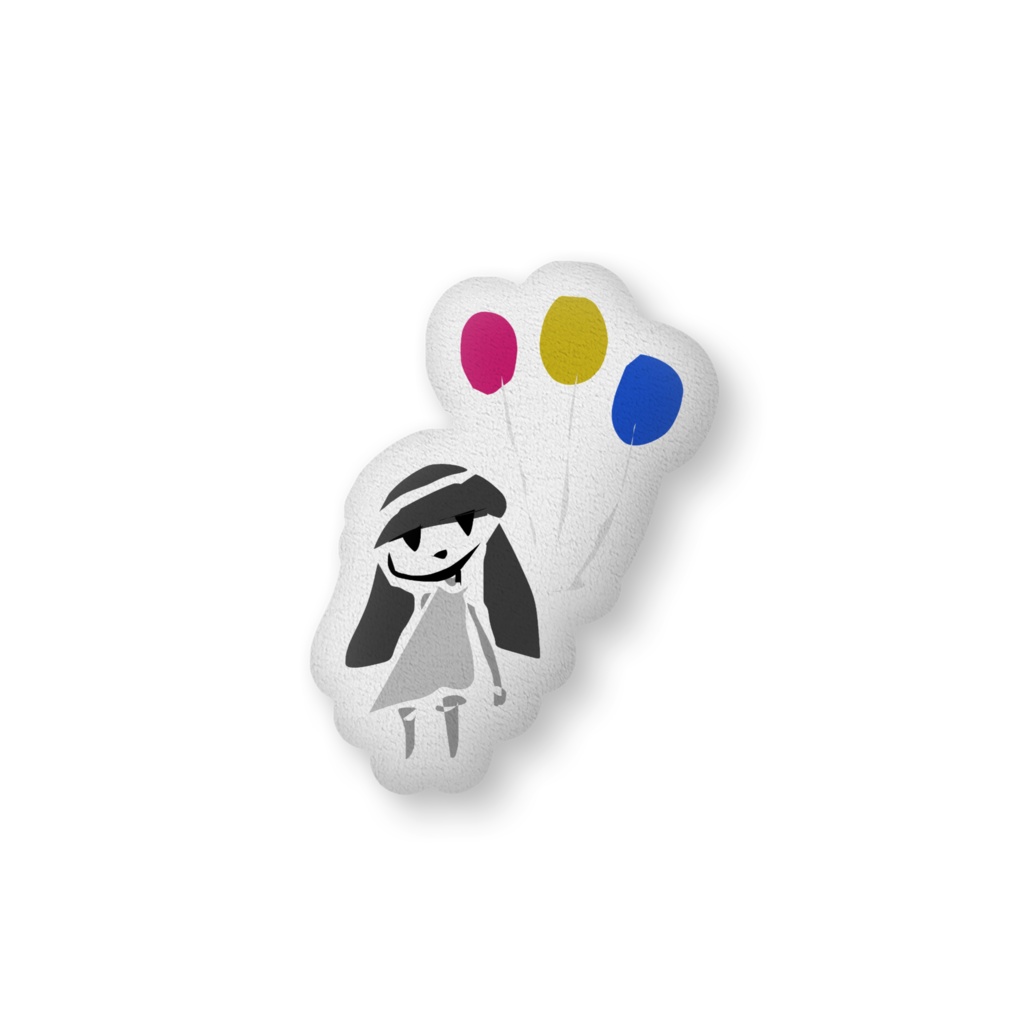 モノクロふきだし子/風船*ふかふかクッション