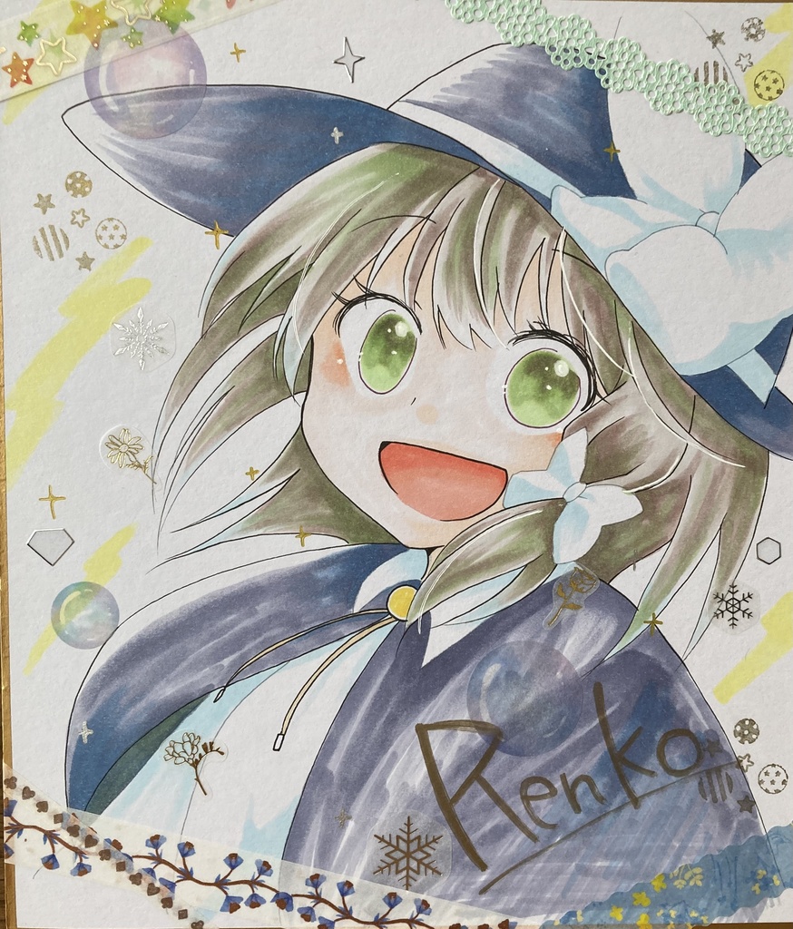 蓮子　手描き色紙