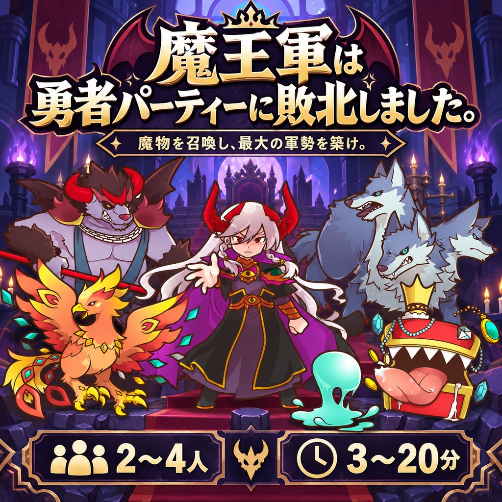 【ココフォリア対応】魔王軍は勇者パーティーに敗北しました。｜2～4人用カードゲーム
