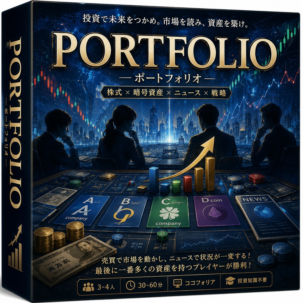 【ココフォリア対応】PORTFOLIO｜株式・暗号資産を売買する投資戦略ボードゲーム