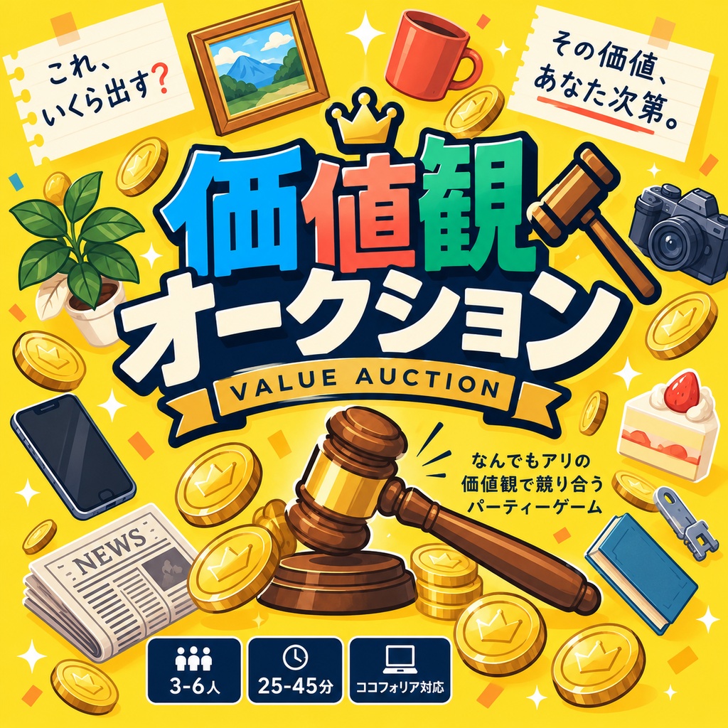 【ココフォリア】価値観オークション|パーティーゲーム
