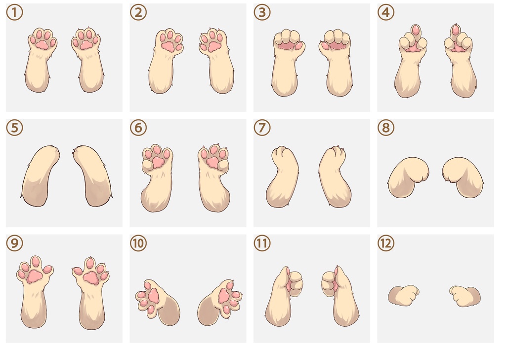 ケモノの手素材全12種類!【黄】