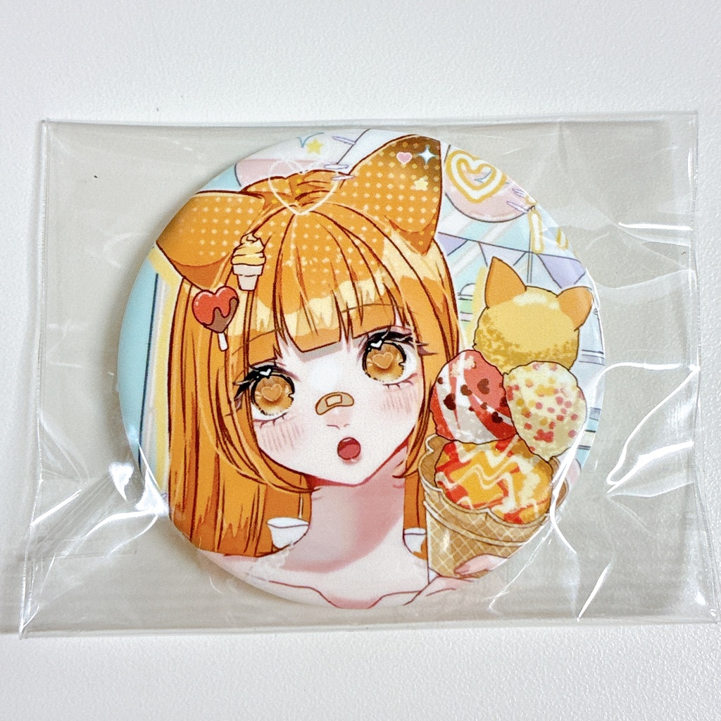 缶バッジ『こんちゃんとキュートなアイス』