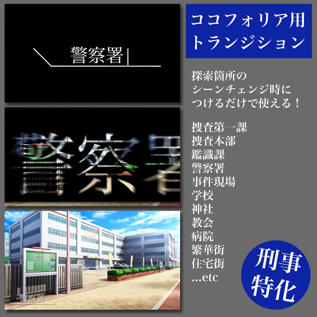 【無料】ココフォリア用トランジション【探索箇所テキスト】【刑事特化】