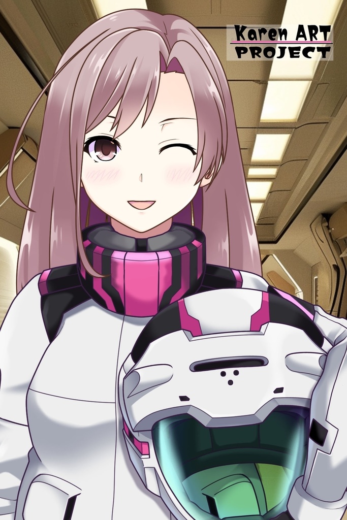 カレンちゃん+ガンダム水星の魔女 スレッタ・マーキュリーのノーマルスーツ(カレンちゃんカラー)