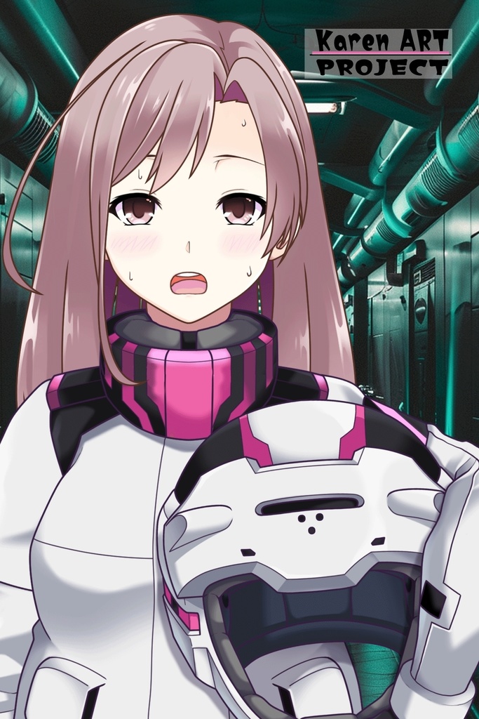 カレンちゃん+ガンダム水星の魔女 スレッタ・マーキュリーのノーマルスーツ(カレンちゃんカラー)