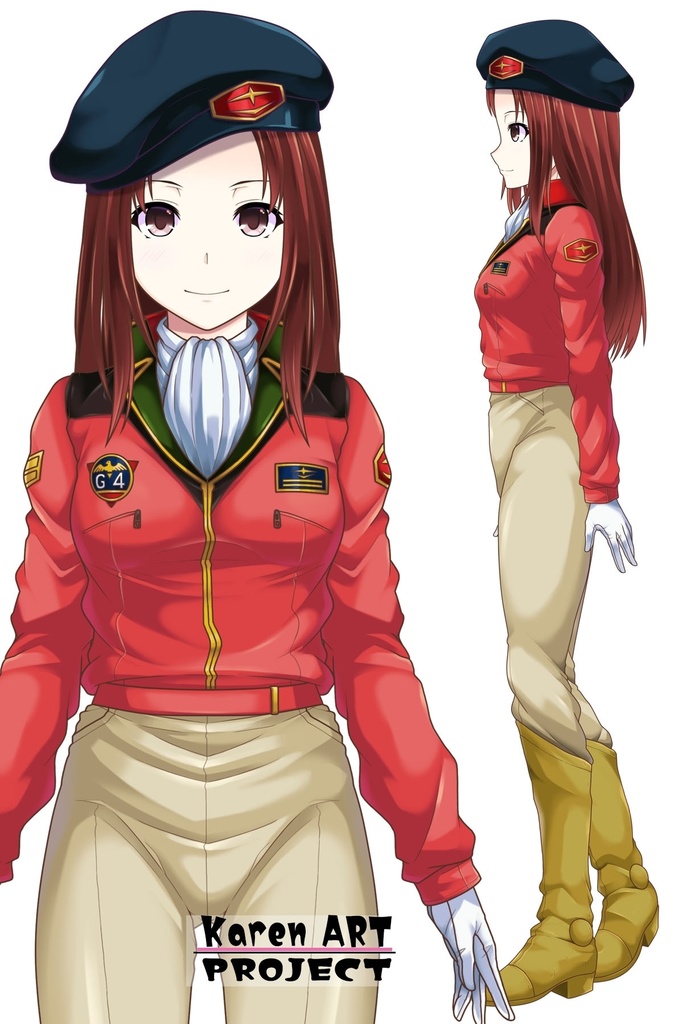 カレンちゃん+クリスティーナ・マッケンジー【ガンダムポケットの中の戦争】 の制服(クリス赤髪バージョン)