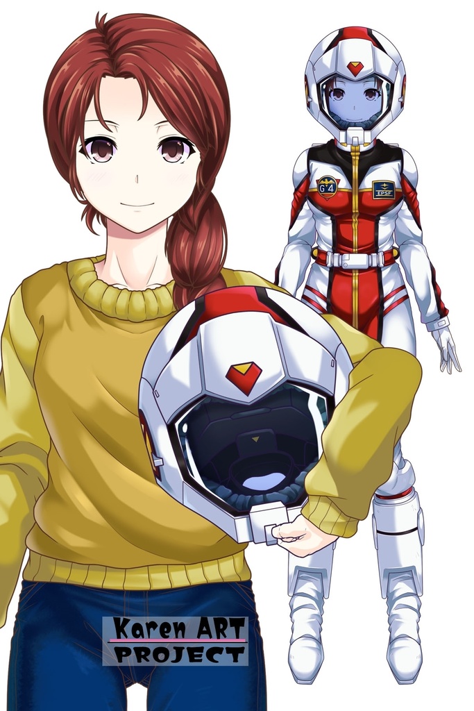 カレンちゃん+クリスティーナ・マッケンジー【ガンダムポケットの中の戦争】 の私服(クリス赤髪バージョン)