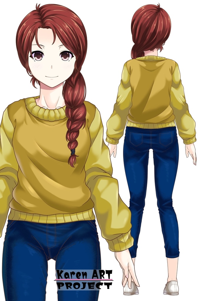 カレンちゃん+クリスティーナ・マッケンジー【ガンダムポケットの中の戦争】 の私服(クリス赤髪バージョン)