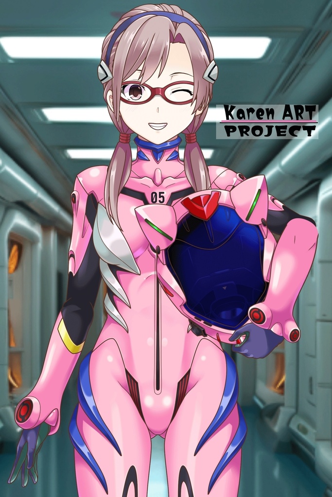 カレンちゃん+真希波・マリ・イラストリアスのプラグスーツ (シン・エヴァンゲリオン1) Karen+Mari Makinami Illustrious Plugsuit-Front, (Final version)( Evangelion1)