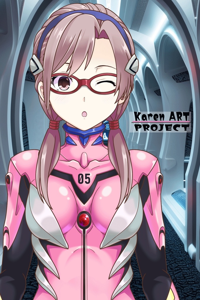 カレンちゃん+真希波・マリ・イラストリアスのプラグスーツ (シン・エヴァンゲリオン1) Karen+Mari Makinami Illustrious Plugsuit-Front, (Final version)( Evangelion1)