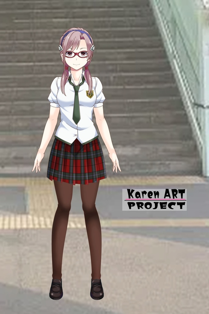 カレンちゃん+真希波・マリ・イラストリアスの制服 (シン・エヴァンゲリオン4) Karen+Mari Makinami Illustrious School Uniform-Front, (Final version)( Evangelion4)