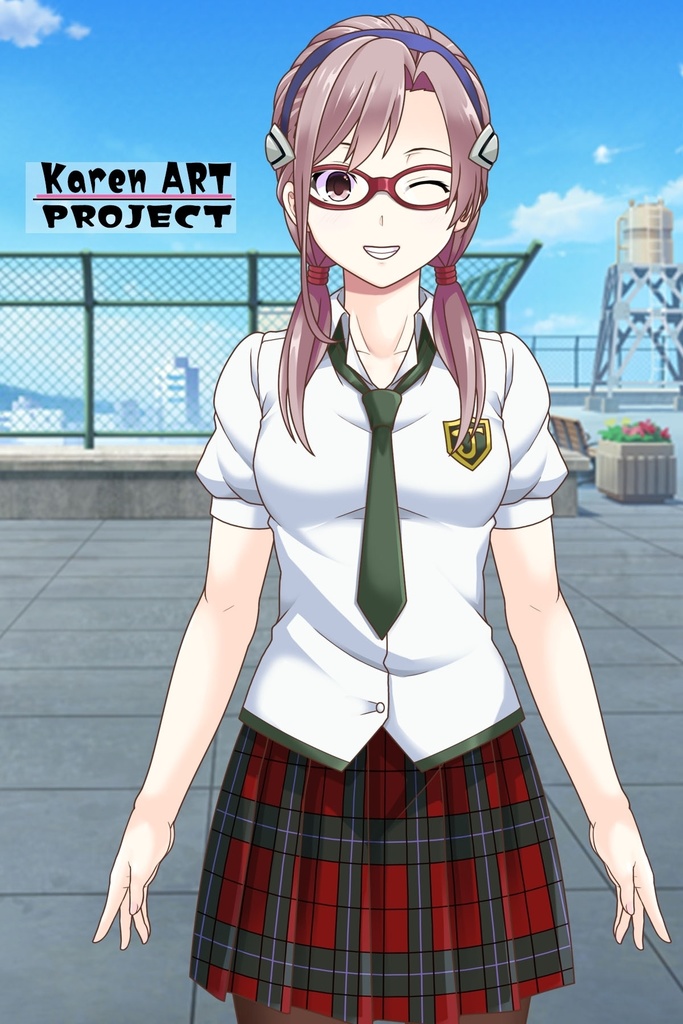 カレンちゃん+真希波・マリ・イラストリアスの制服 (シン・エヴァンゲリオン4) Karen+Mari Makinami Illustrious School Uniform-Front, (Final version)( Evangelion4)