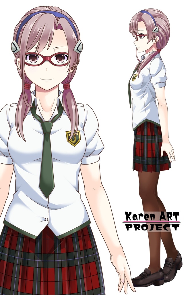 カレンちゃん+真希波・マリ・イラストリアスの制服 (シン・エヴァンゲリオン4) Karen+Mari Makinami Illustrious School Uniform-Front, (Final version)( Evangelion4)