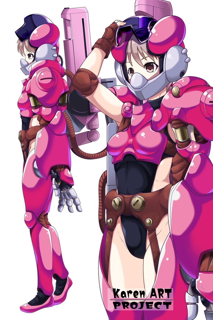 カレンちゃん+サハリちゃんの装備 斜め前アングル【創世機士ガイアース】Part4 Karen wearing Sahari's protection suit-Diagonal front angle【Genesis Survivor Gaiarth】Part4