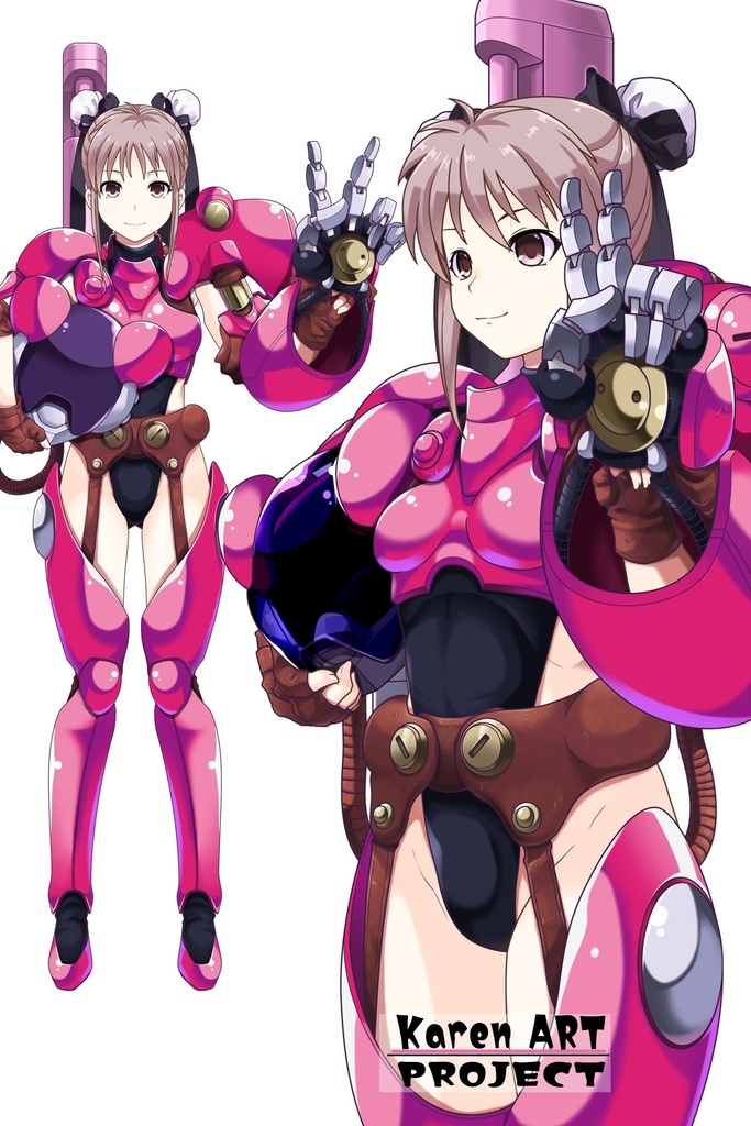カレンちゃん+サハリちゃんの装備 斜め前アングル【創世機士ガイアース】Part4 Karen wearing Sahari's protection suit-Diagonal front angle【Genesis Survivor Gaiarth】Part4
