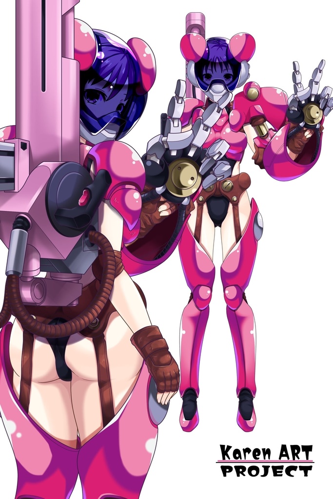 カレンちゃん+サハリちゃんの装備 背面アングル【創世機士ガイアース】Part5 Karen wearing Sahari's protection suit-Rear Angle【Genesis Survivor Gaiarth】Part5