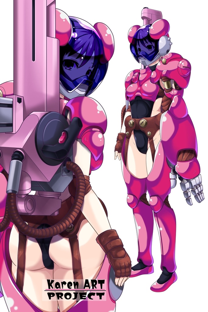 カレンちゃん+サハリちゃんの装備 背面アングル【創世機士ガイアース】Part5 Karen wearing Sahari's protection suit-Rear Angle【Genesis Survivor Gaiarth】Part5