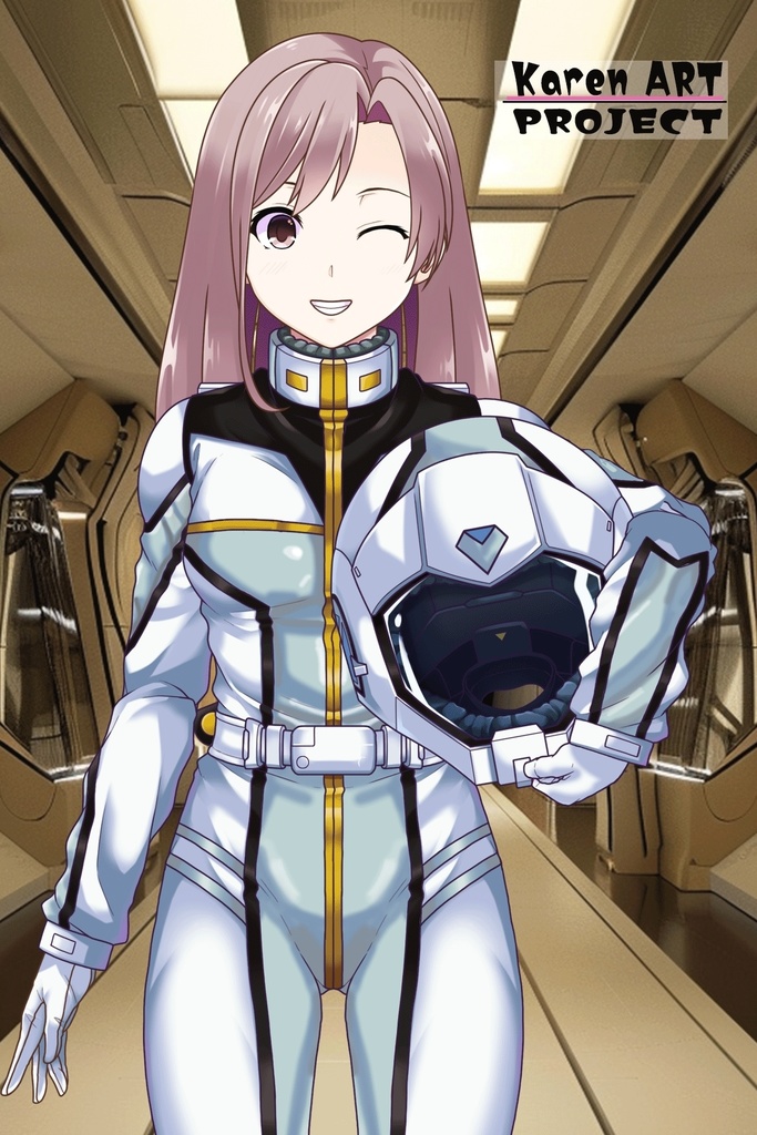 カレンちゃん+クロエ・クローチェ【機動戦士ガンダム】 のノーマルスーツ(カレンちゃんの髪バージョン) Karen is wearing Chloe Croce's normal suit【Mobile Suit Gundam】 version of Karen's hair