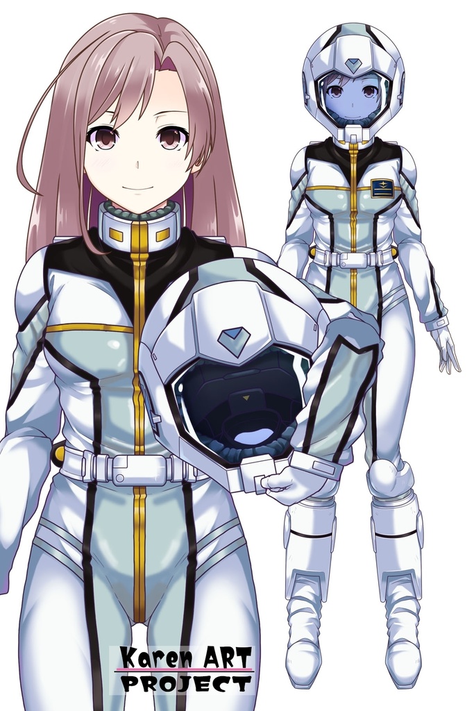 カレンちゃん+クロエ・クローチェ【機動戦士ガンダム】 のノーマルスーツ(カレンちゃんの髪バージョン) Karen is wearing Chloe Croce's normal suit【Mobile Suit Gundam】 version of Karen's hair