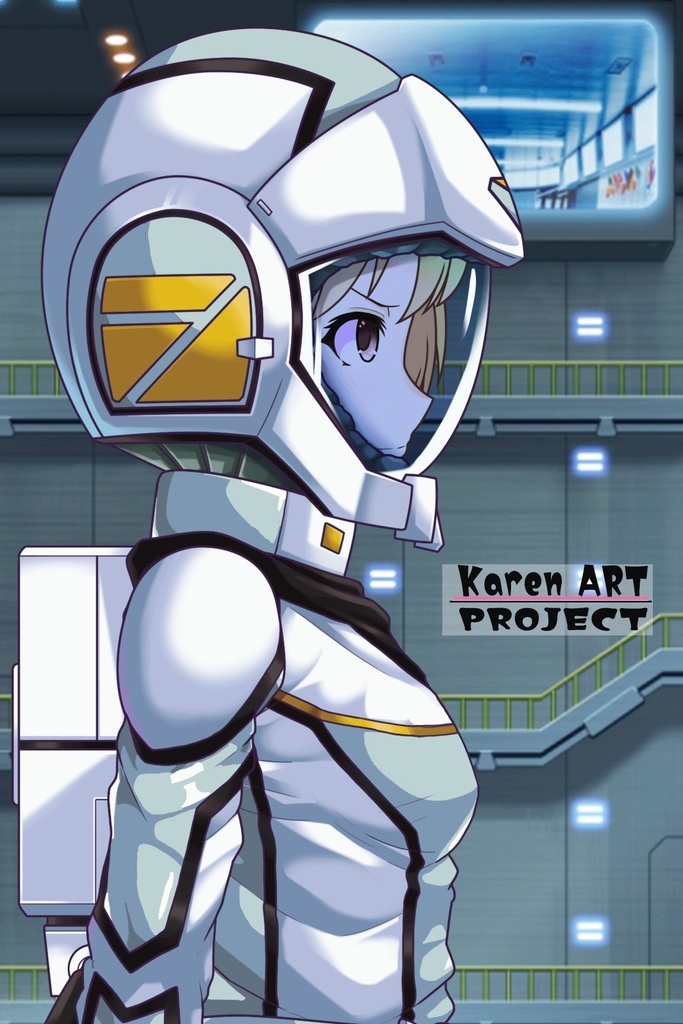 カレンちゃん+クロエ・クローチェ【機動戦士ガンダム】 のノーマルスーツ(金髪バージョン) Karen is wearing Chloe Croce's normal suit【Mobile Suit Gundam】 blonde hair version of Chloe's.