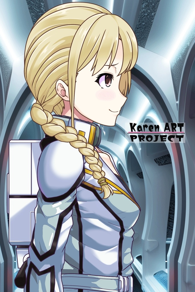 カレンちゃん+クロエ・クローチェ【機動戦士ガンダム】 のノーマルスーツ(金髪バージョン) Karen is wearing Chloe Croce's normal suit【Mobile Suit Gundam】 blonde hair version of Chloe's.