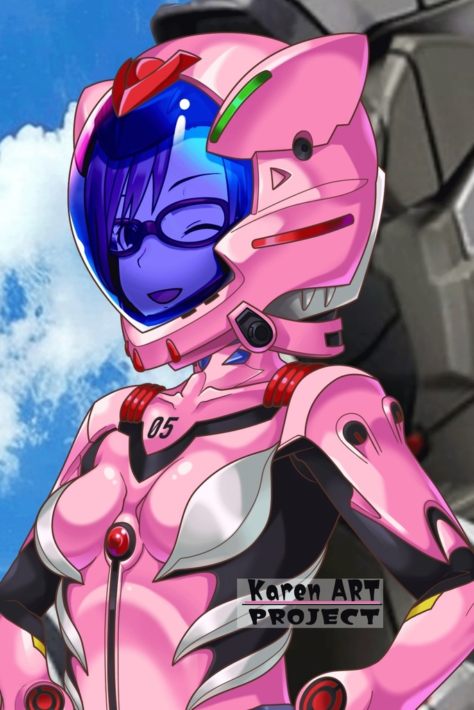 カレンちゃん+真希波・マリ・イラストリアスのプラグスーツ 斜め前バージョン 完成版 (シン・エヴァンゲリオン) Karen+Mari Makinami Illustrious Plugsuit-Diagonal front , (Final version)( Evangelion)