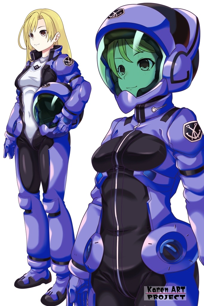 カレンちゃん+ミック・ジャックのノーマルスーツ【斜め前アングル】 (ガンダム Gのレコンギスタ) Karen+Mick Jack Normal Suit,Diagonal front ( G's Reconguista)