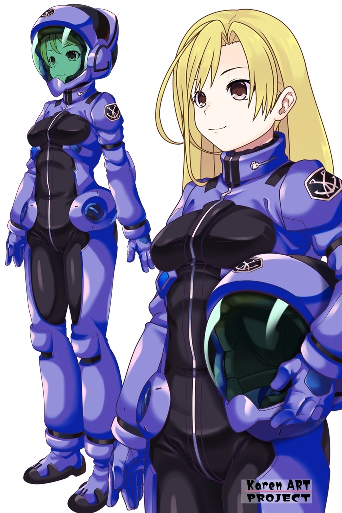 カレンちゃん+ミック・ジャックのノーマルスーツ【斜め前アングル】 (ガンダム Gのレコンギスタ) Karen+Mick Jack Normal Suit,Diagonal front ( G's Reconguista)