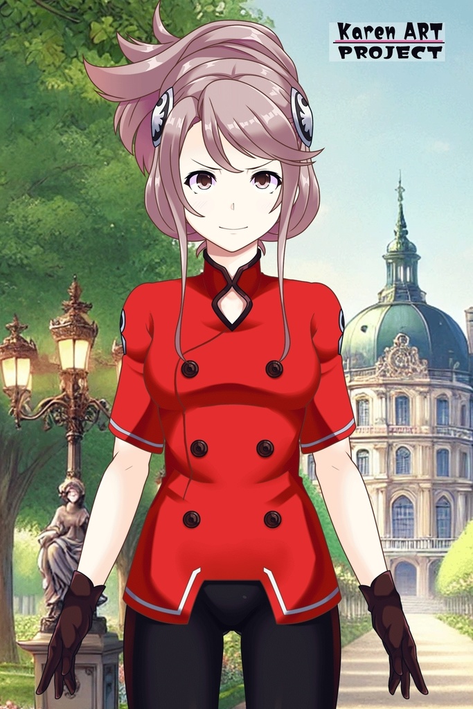 カレンちゃん+アイーダ・スルガンの制服【正面アングル】メッシーバンヘア【完成版】 (ガンダム Gのレコンギスタ) Karen+AIDA SURUGAN Ceremonial clothes,Front,Messy Bun Hair Style,Complete version( G's Reconguista)