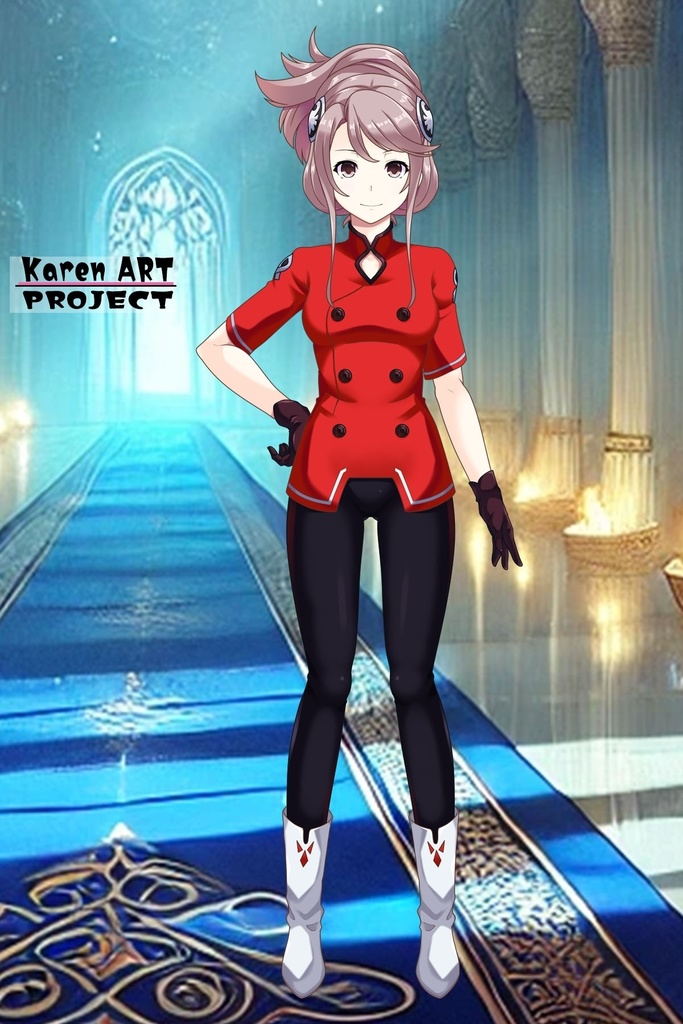 カレンちゃん+アイーダ・スルガンの制服【正面アングル】メッシーバンヘア【完成版】 (ガンダム Gのレコンギスタ) Karen+AIDA SURUGAN Ceremonial clothes,Front,Messy Bun Hair Style,Complete version( G's Reconguista)