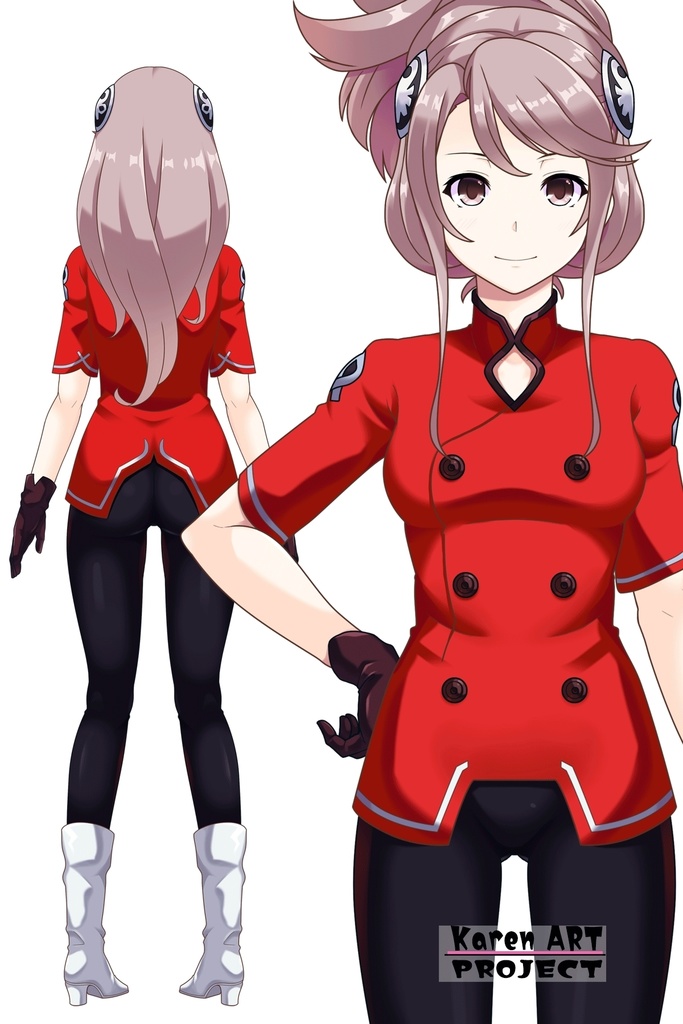 カレンちゃん+アイーダ・スルガンの制服【正面アングル】メッシーバンヘア【完成版】 (ガンダム Gのレコンギスタ) Karen+AIDA SURUGAN Ceremonial clothes,Front,Messy Bun Hair Style,Complete version( G's Reconguista)