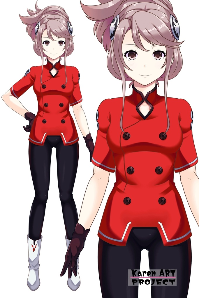 カレンちゃん+アイーダ・スルガンの制服【正面アングル】メッシーバンヘア【完成版】 (ガンダム Gのレコンギスタ) Karen+AIDA SURUGAN Ceremonial clothes,Front,Messy Bun Hair Style,Complete version( G's Reconguista)