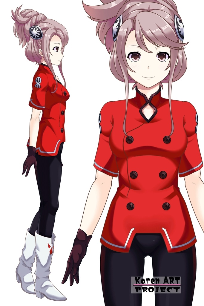 カレンちゃん+アイーダ・スルガンの制服【正面アングル】メッシーバンヘア【完成版】 (ガンダム Gのレコンギスタ) Karen+AIDA SURUGAN Ceremonial clothes,Front,Messy Bun Hair Style,Complete version( G's Reconguista)