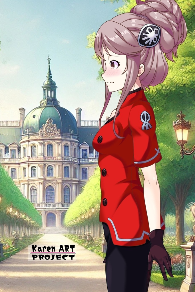 カレンちゃん+アイーダ・スルガンの制服【正面アングル】メッシーバンヘア【完成版】 (ガンダム Gのレコンギスタ) Karen+AIDA SURUGAN Ceremonial clothes,Front,Messy Bun Hair Style,Complete version( G's Reconguista)