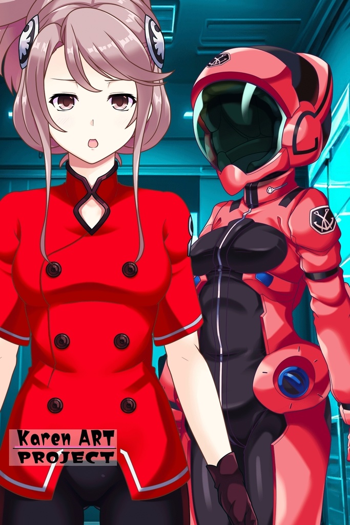 カレンちゃん+アイーダ・スルガンの制服【正面アングル】メッシーバンヘア【完成版】 (ガンダム Gのレコンギスタ) Karen+AIDA SURUGAN Ceremonial clothes,Front,Messy Bun Hair Style,Complete version( G's Reconguista)