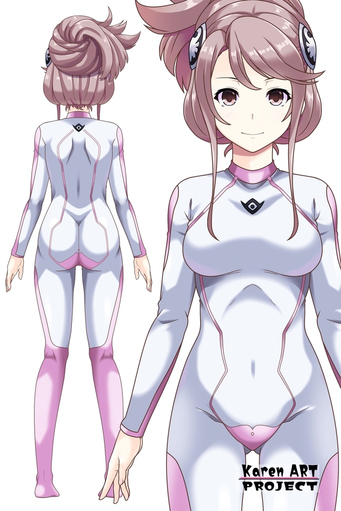 カレンちゃん+アイーダ・スルガンのインナースーツ【正面アングル】メッシーバンヘア【完成版】 (ガンダム Gのレコンギスタ) Karen+AIDA SURUGAN Inner Suit,Front,Messy Bun Hair Style,Complete version( G's Reconguista)