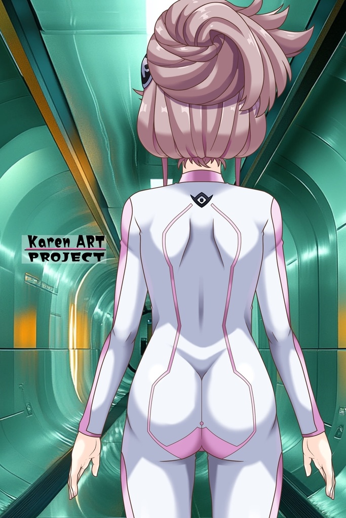 カレンちゃん+アイーダ・スルガンのインナースーツ【正面アングル】メッシーバンヘア【完成版】 (ガンダム Gのレコンギスタ) Karen+AIDA SURUGAN Inner Suit,Front,Messy Bun Hair Style,Complete version( G's Reconguista)