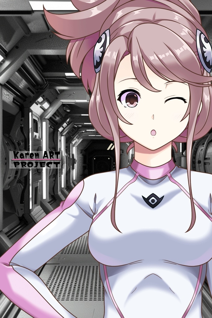 カレンちゃん+アイーダ・スルガンのインナースーツ【正面アングル】メッシーバンヘア【完成版】 (ガンダム Gのレコンギスタ) Karen+AIDA SURUGAN Inner Suit,Front,Messy Bun Hair Style,Complete version( G's Reconguista)